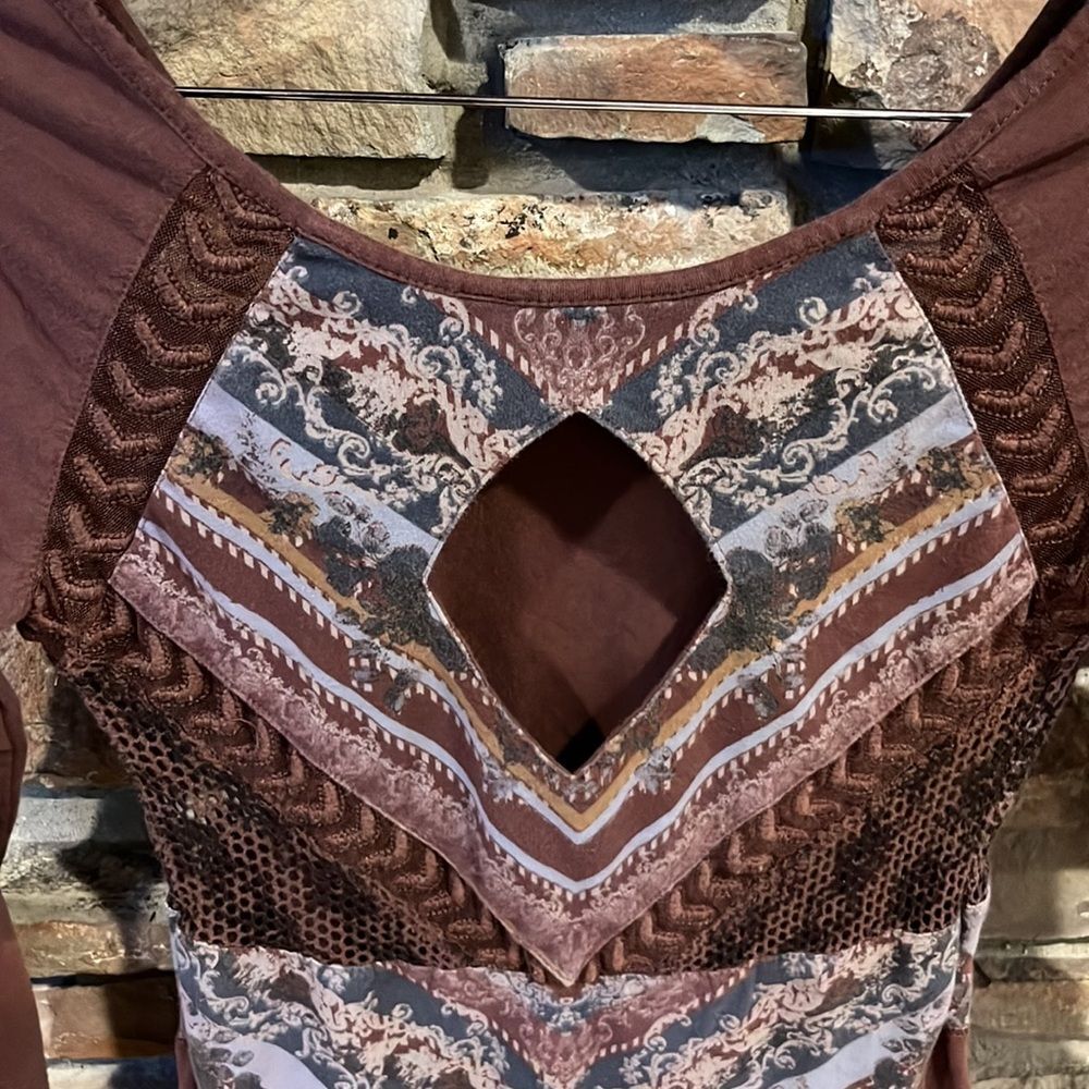 Free People Out of Africa Brown Stretch Cotton Dress - Picture 6 of 10